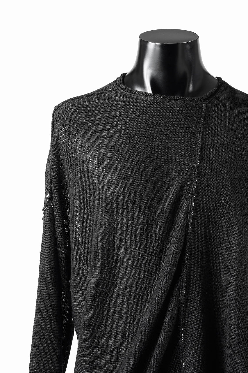 ISABEL BENENATO Linen Crew-Neck Sweater (BLACK) - Image 8