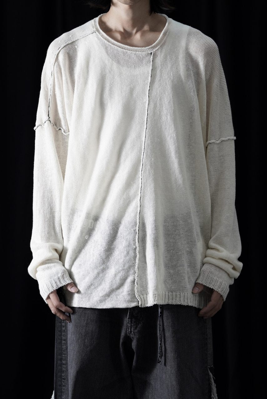 ISABEL BENENATO Linen Crew-Neck Sweater (WHITE) - Image 3