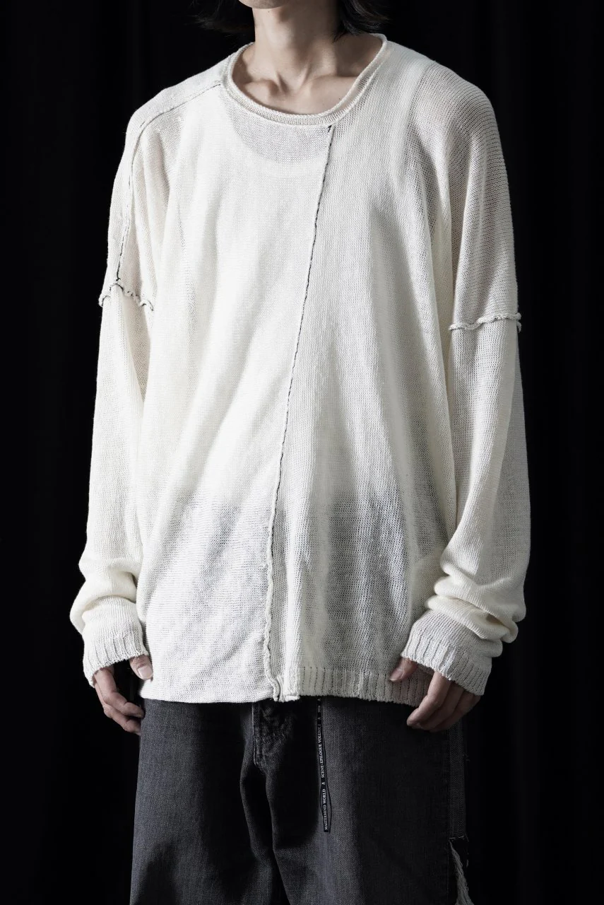 ISABEL BENENATO Linen Crew-Neck Sweater (WHITE) - Image 6