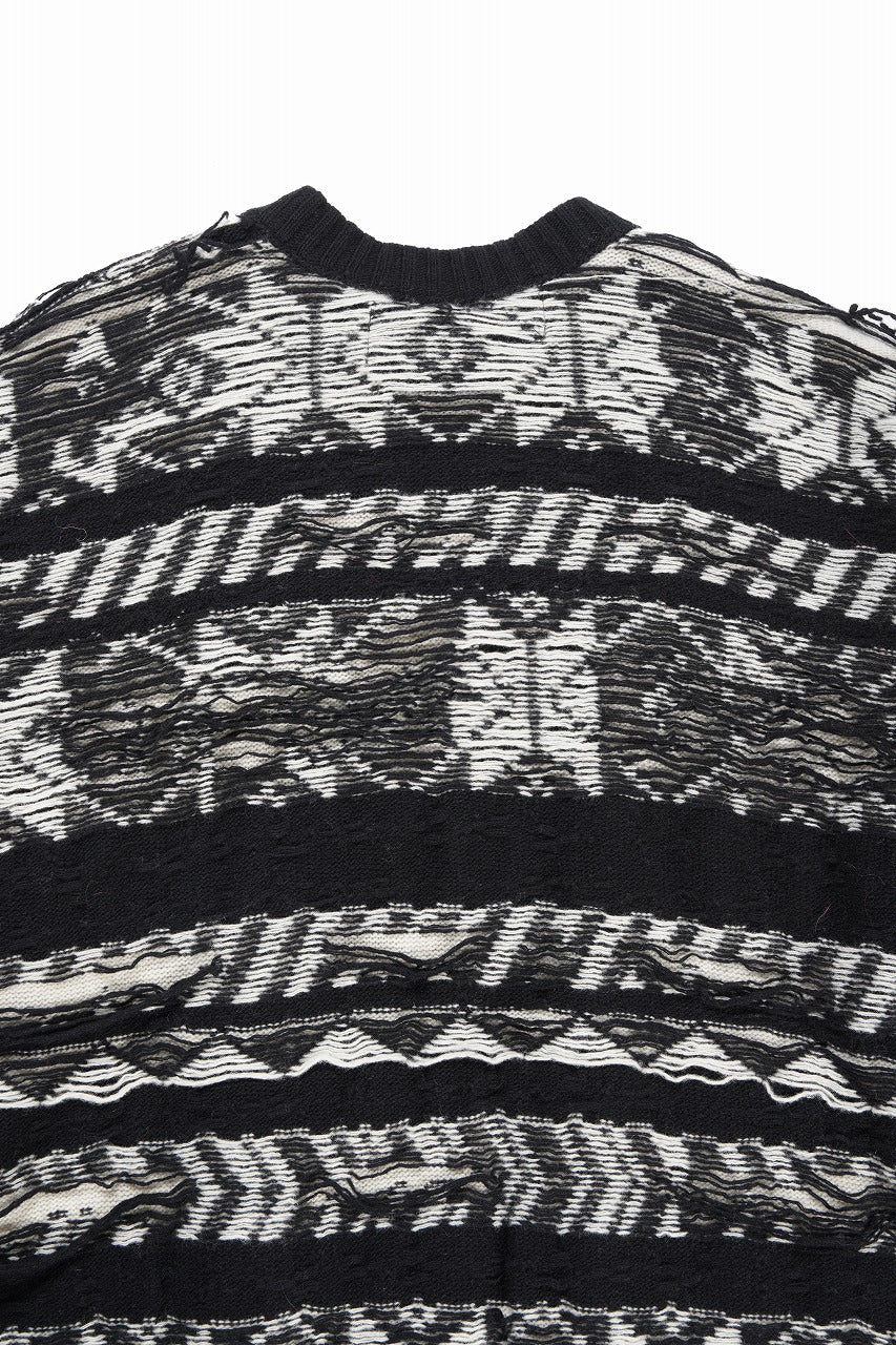 ISABEL BENENATO Reversible Crew-Neck Sweater with Virgin Wool Fancy Jacquard Work (BLACK / WHITE) - Image 13