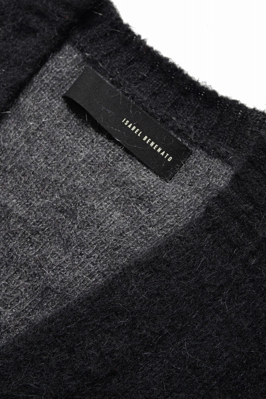 ISABEL BENENATO Shaded Gauzed Mohair Cardigan (BLACK / GRAPHITE) - Image 11