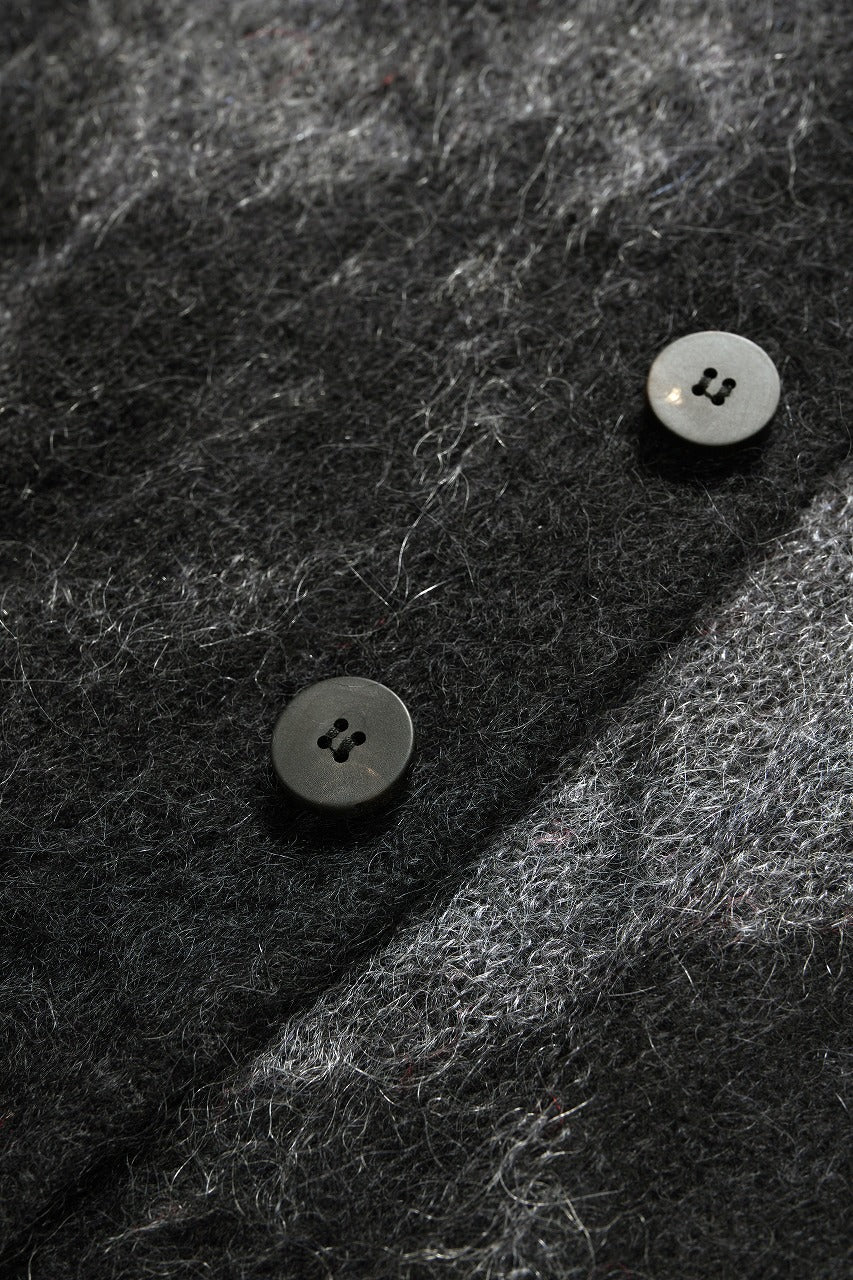 ISABEL BENENATO Shaded Gauzed Mohair Cardigan (BLACK / GRAPHITE) - Image 12