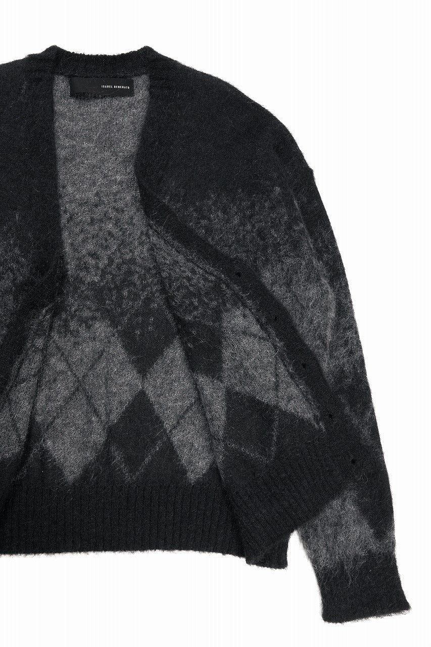 ISABEL BENENATO Shaded Gauzed Mohair Cardigan (BLACK / GRAPHITE) - Image 13