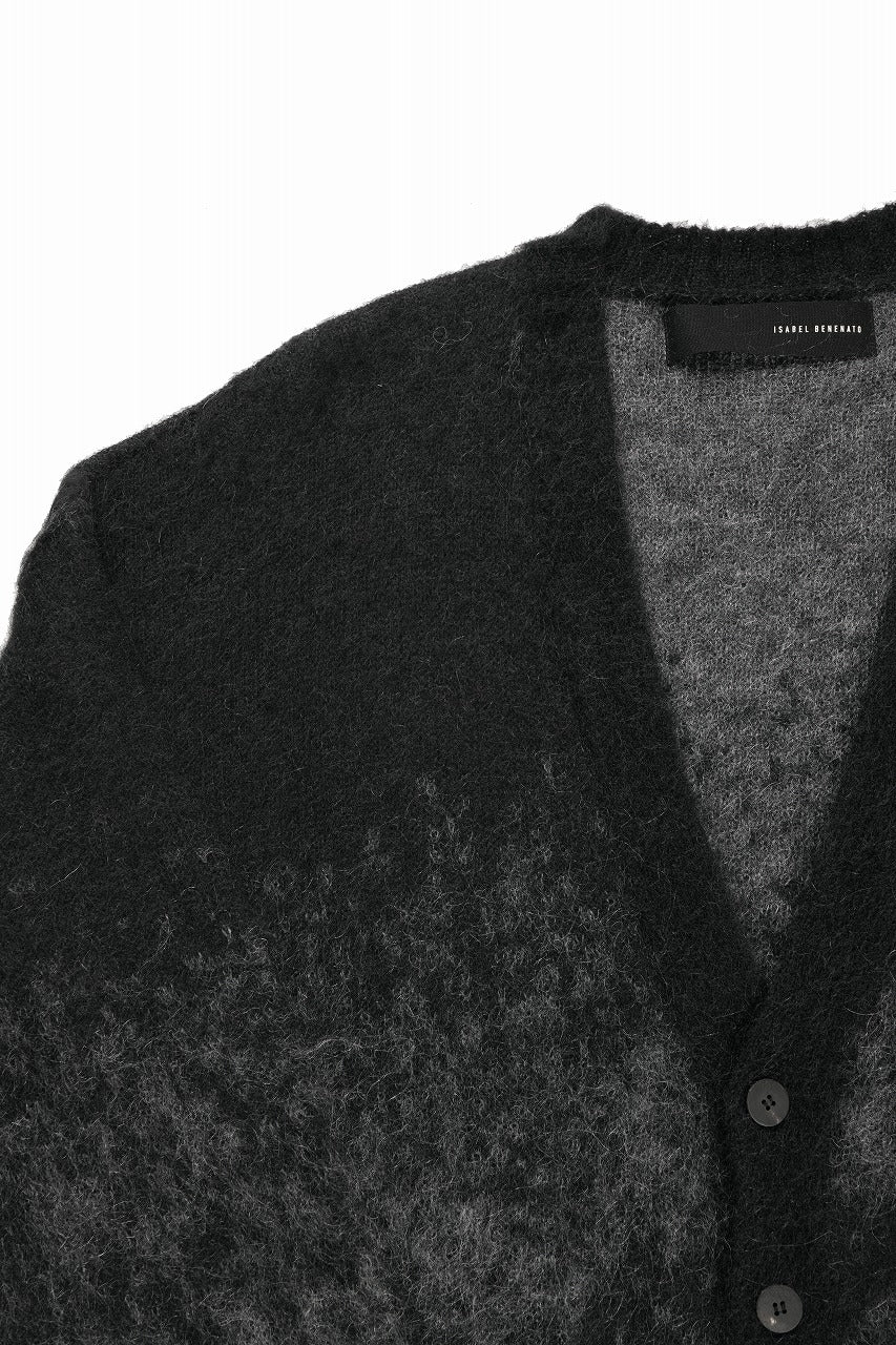 ISABEL BENENATO Shaded Gauzed Mohair Cardigan (BLACK / GRAPHITE) - Image 5