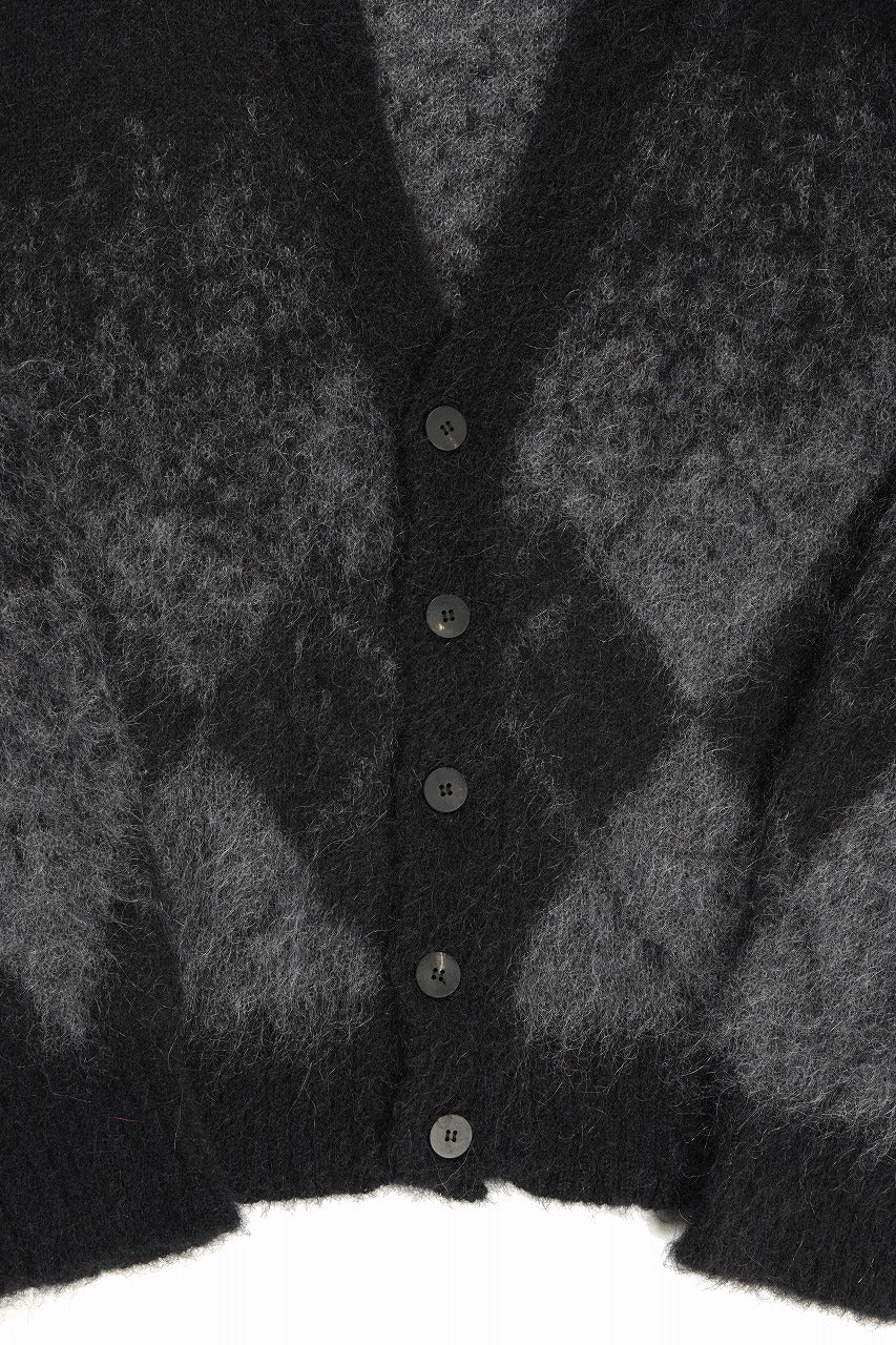 ISABEL BENENATO Shaded Gauzed Mohair Cardigan (BLACK / GRAPHITE) - Image 7