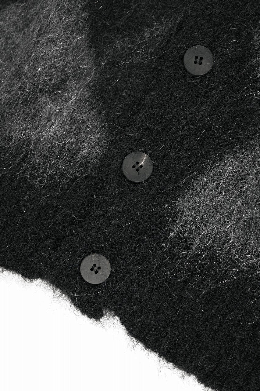 ISABEL BENENATO Shaded Gauzed Mohair Cardigan (BLACK / GRAPHITE) - Image 9