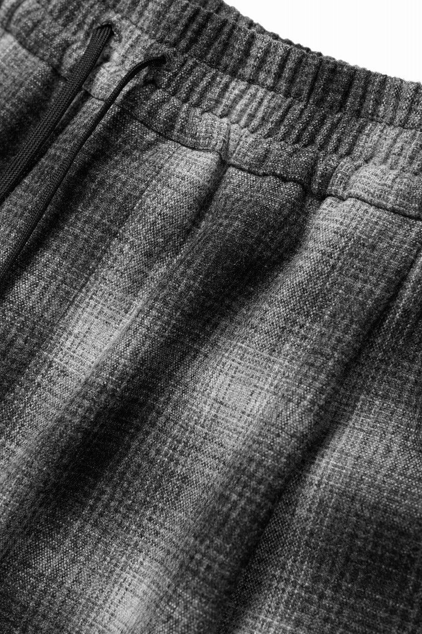 ISABEL BENENATO Virgin Wool Tartan Wide Trousers with Patch Pockets (BLACK) - Image 9