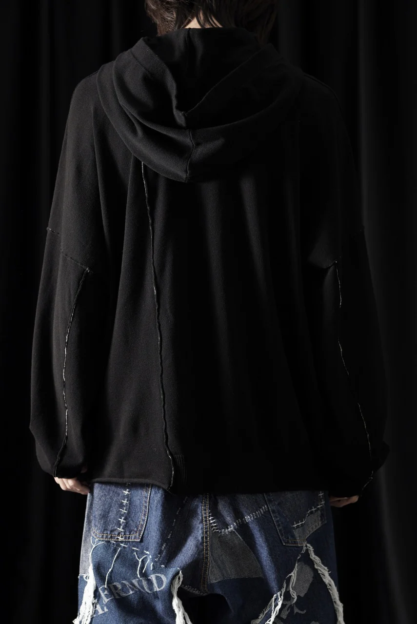 ISABEL BENENATO Viscose Knit Patch Hoodie (BLACK) - Image 11