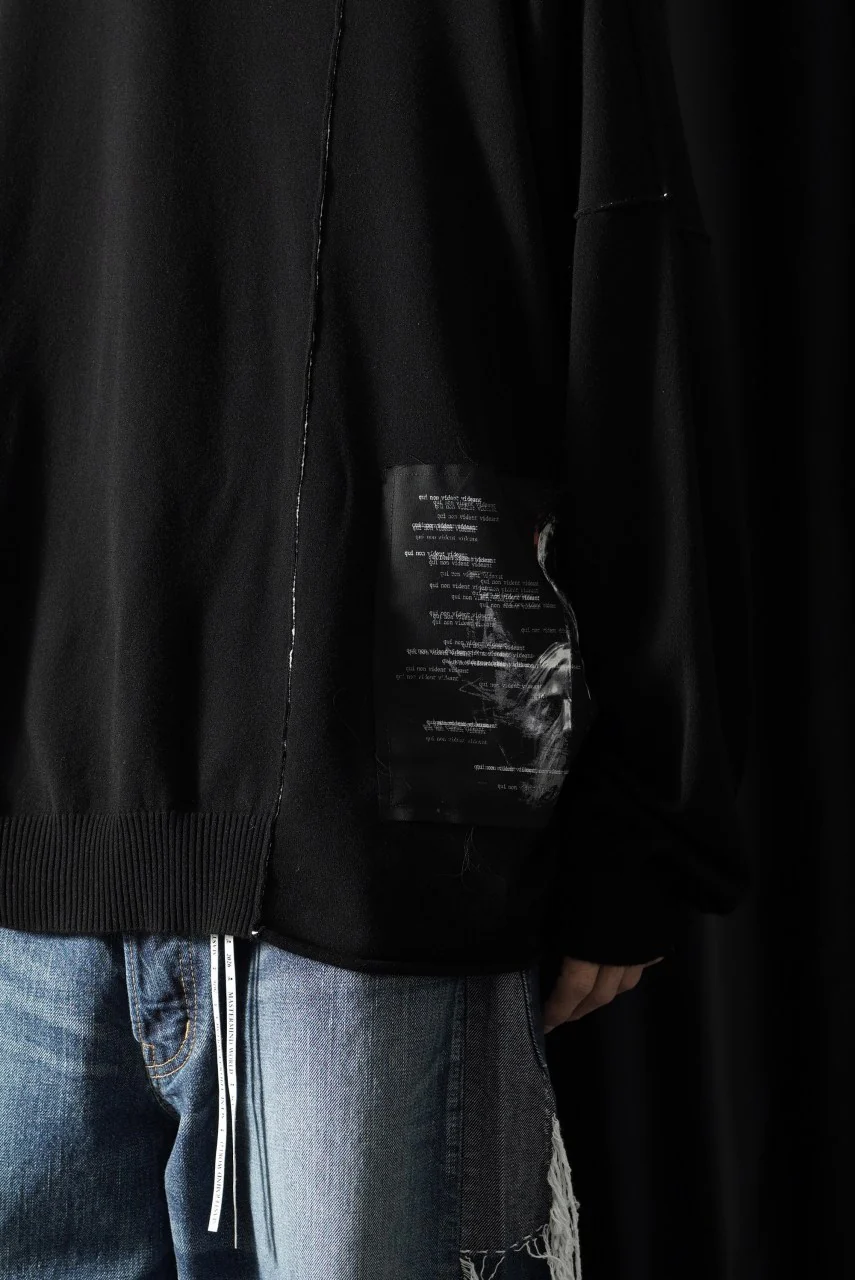 ISABEL BENENATO Viscose Knit Patch Hoodie (BLACK) - Image 3
