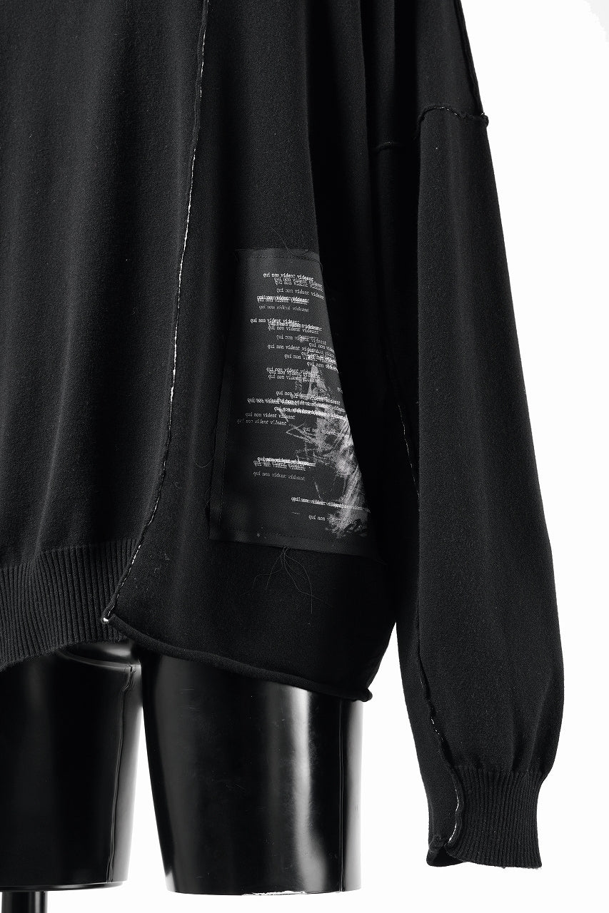 ISABEL BENENATO Viscose Knit Patch Hoodie (BLACK) - Image 6