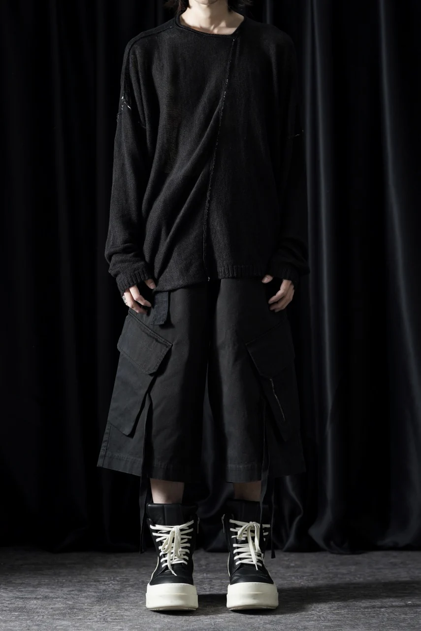 ISABEL BENENATO Washed Cotton Short Pants (BLACK) - Image 13