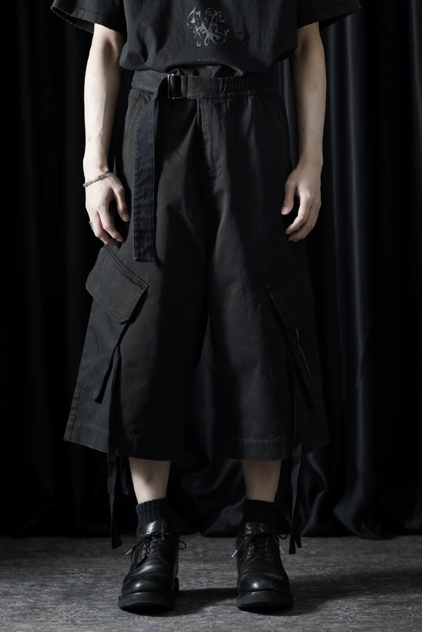 ISABEL BENENATO Washed Cotton Short Pants (BLACK) - Image 2