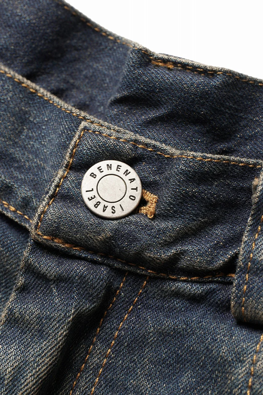 ISABEL BENENATO Wide Jeans with Zip & Tartan detail (DENIM) - Image 11