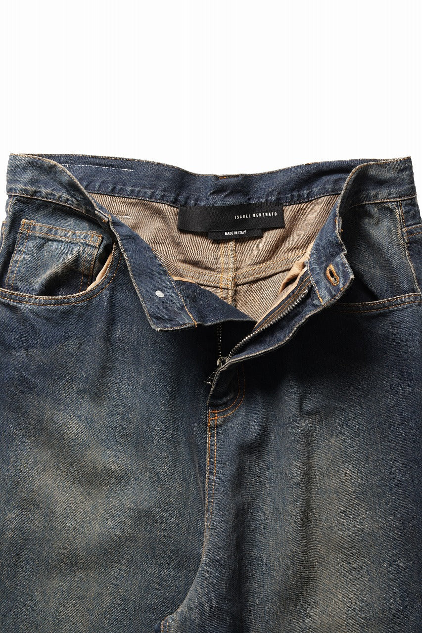 ISABEL BENENATO Wide Jeans with Zip & Tartan detail (DENIM) - Image 12
