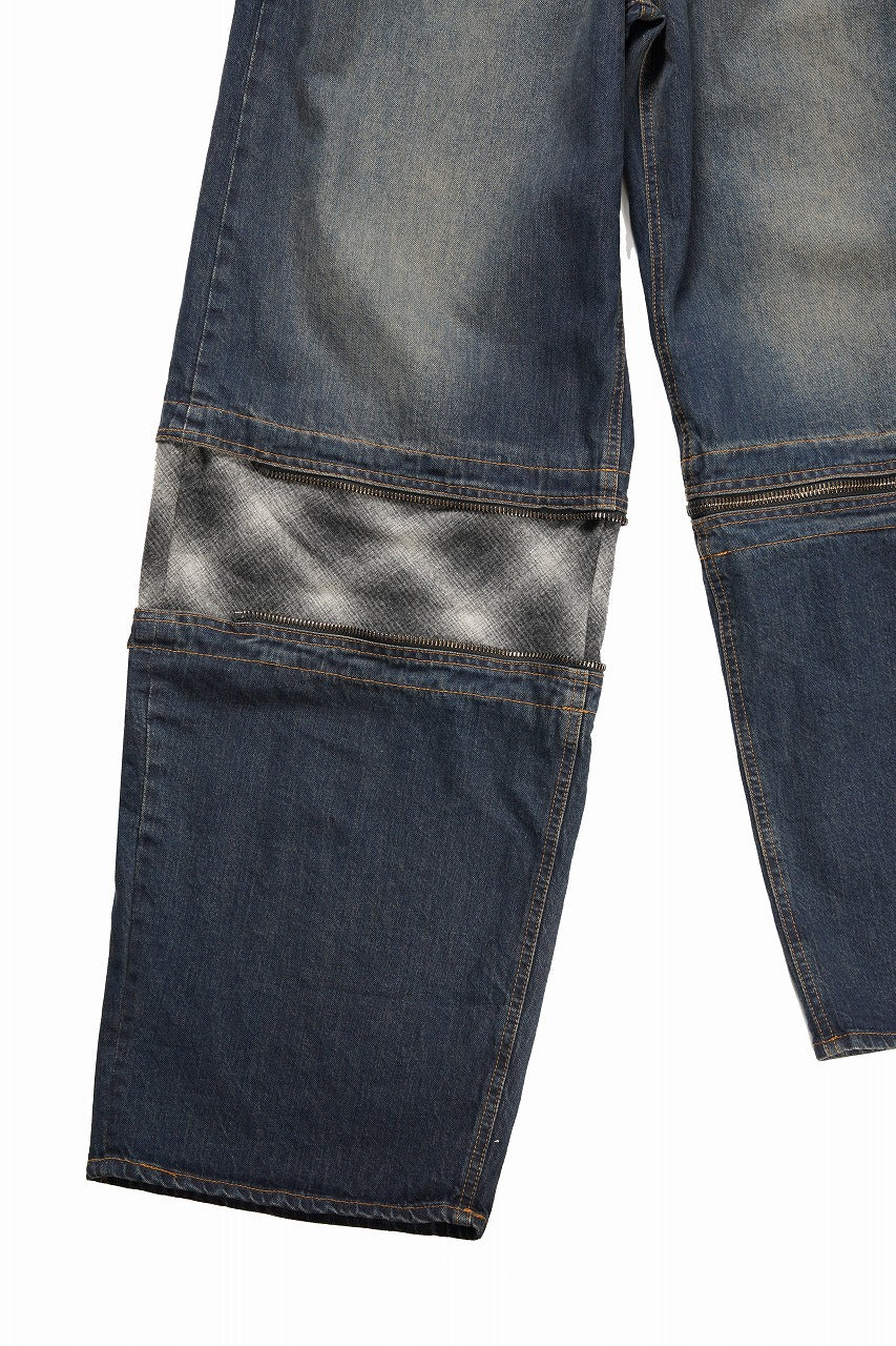 ISABEL BENENATO Wide Jeans with Zip & Tartan detail (DENIM) - Image 14