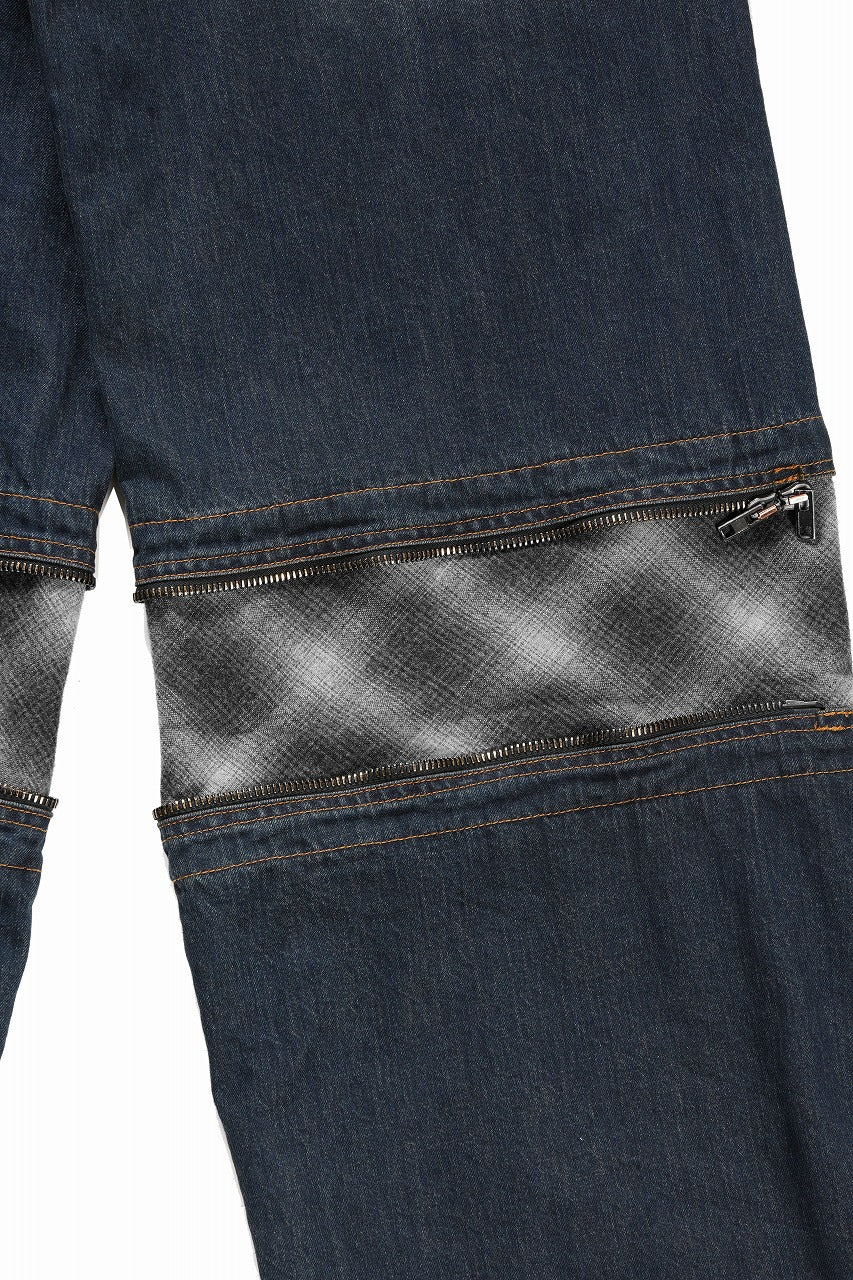 ISABEL BENENATO Wide Jeans with Zip & Tartan detail (DENIM) - Image 15