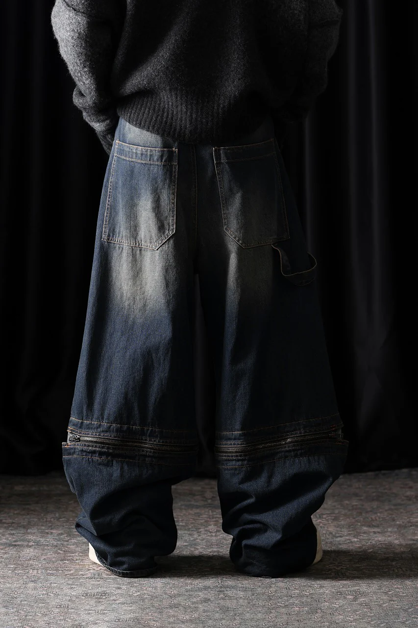 ISABEL BENENATO Wide Jeans with Zip & Tartan detail (DENIM) - Image 19