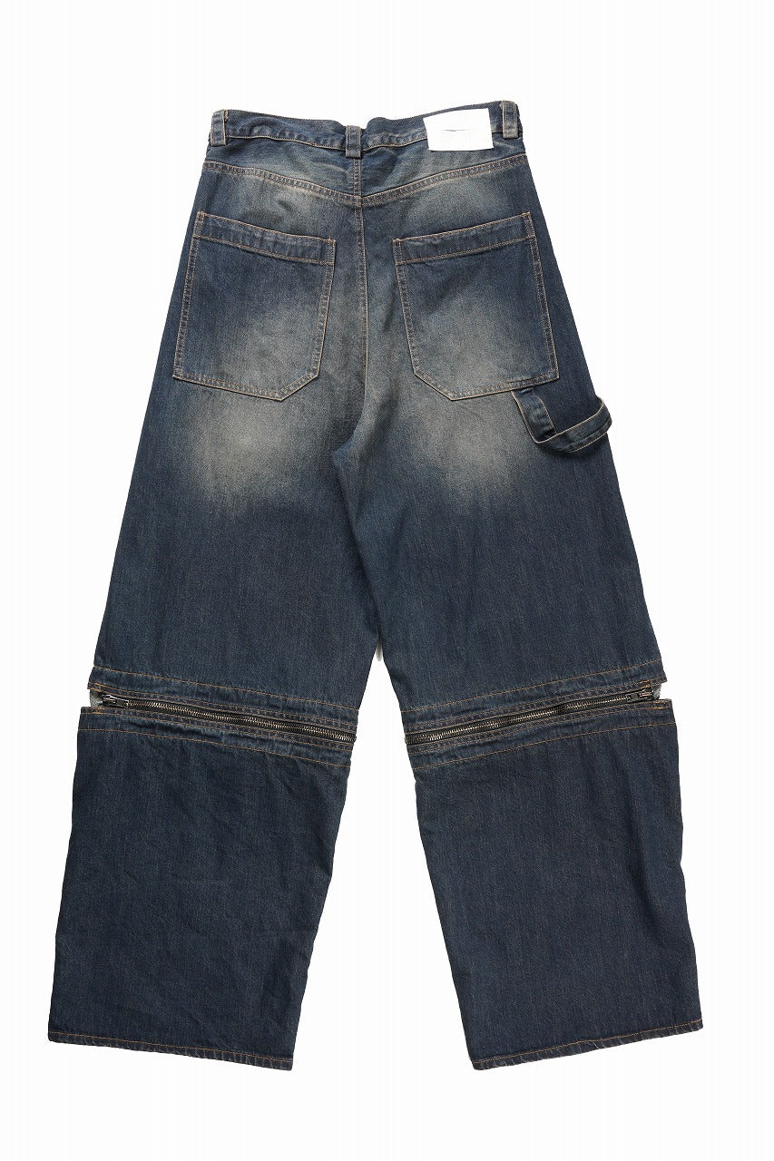 ISABEL BENENATO Wide Jeans with Zip & Tartan detail (DENIM) - Image 3