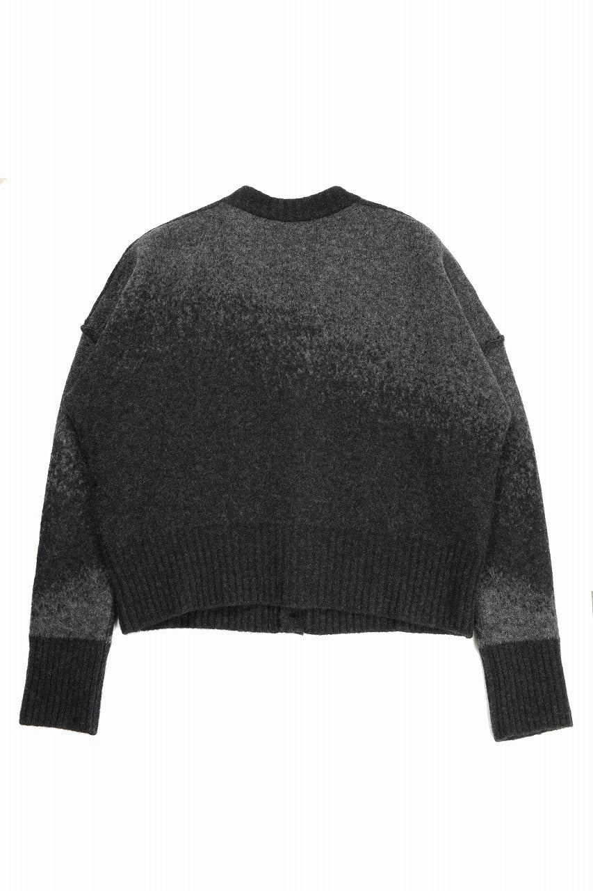 ISABEL BENENATO Yak Cardigan with Shaded Jacquard in Two Colours (GRAPHITE) - Image 4