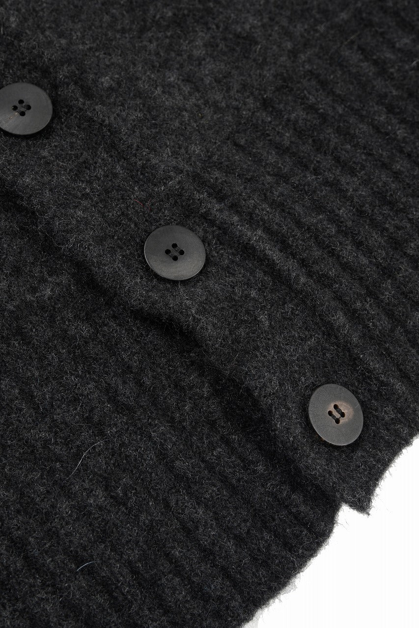 ISABEL BENENATO Yak Cardigan with Shaded Jacquard in Two Colours (GRAPHITE) - Image 7