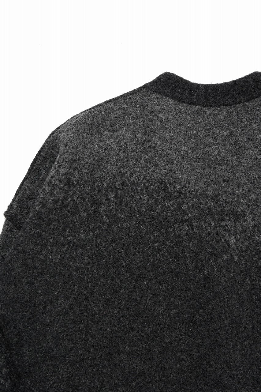 ISABEL BENENATO Yak Cardigan with Shaded Jacquard in Two Colours (GRAPHITE) - Image 9