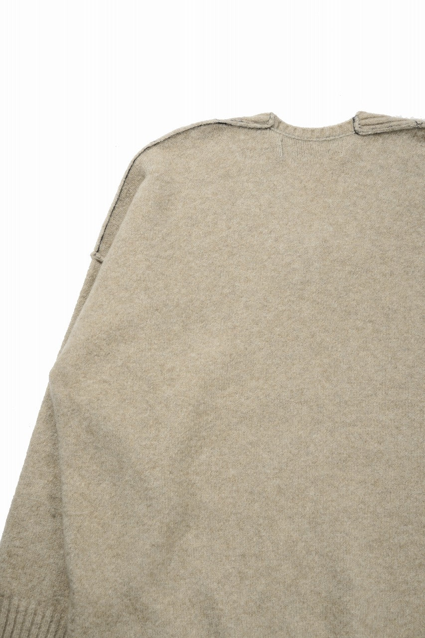 ISABEL BENENATO Yak V-neck Over Sweater with Contrast & Crotch Stitching (NATURAL) - Image 11