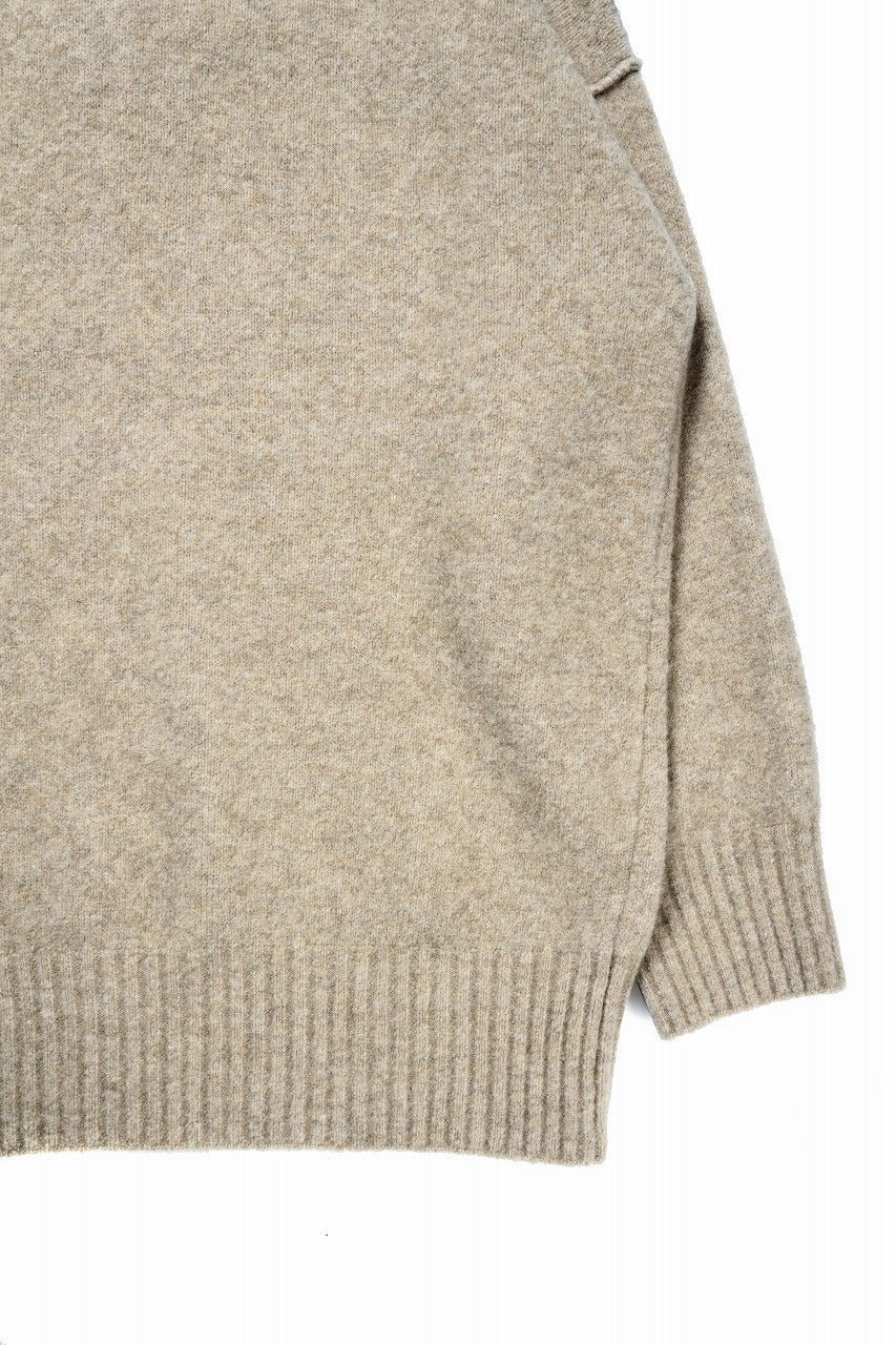 ISABEL BENENATO Yak V-neck Over Sweater with Contrast & Crotch Stitching (NATURAL) - Image 12