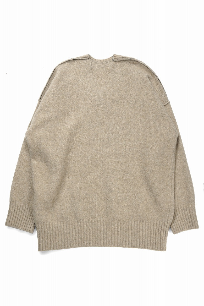 ISABEL BENENATO Yak V-neck Over Sweater with Contrast & Crotch Stitching (NATURAL) - Image 4