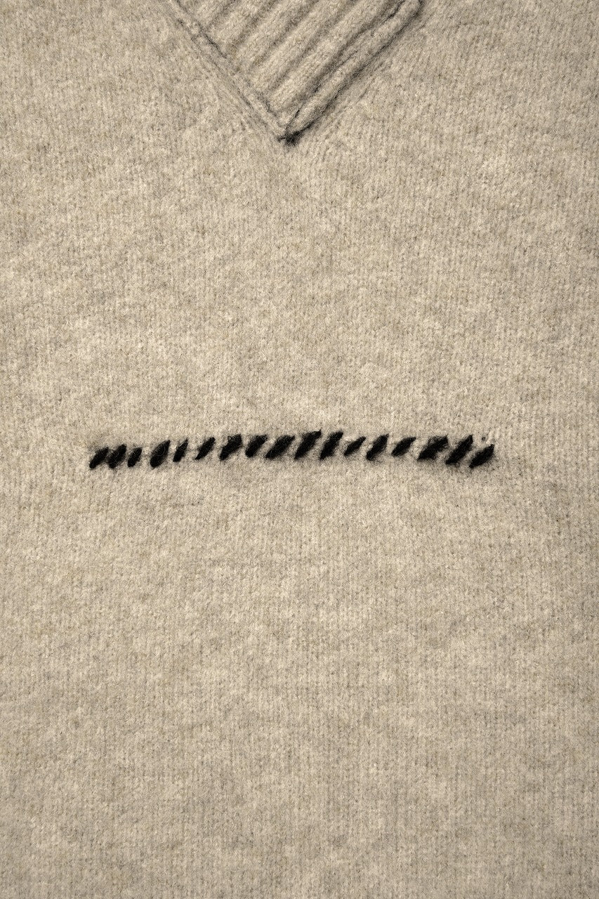 ISABEL BENENATO Yak V-neck Over Sweater with Contrast & Crotch Stitching (NATURAL) - Image 7