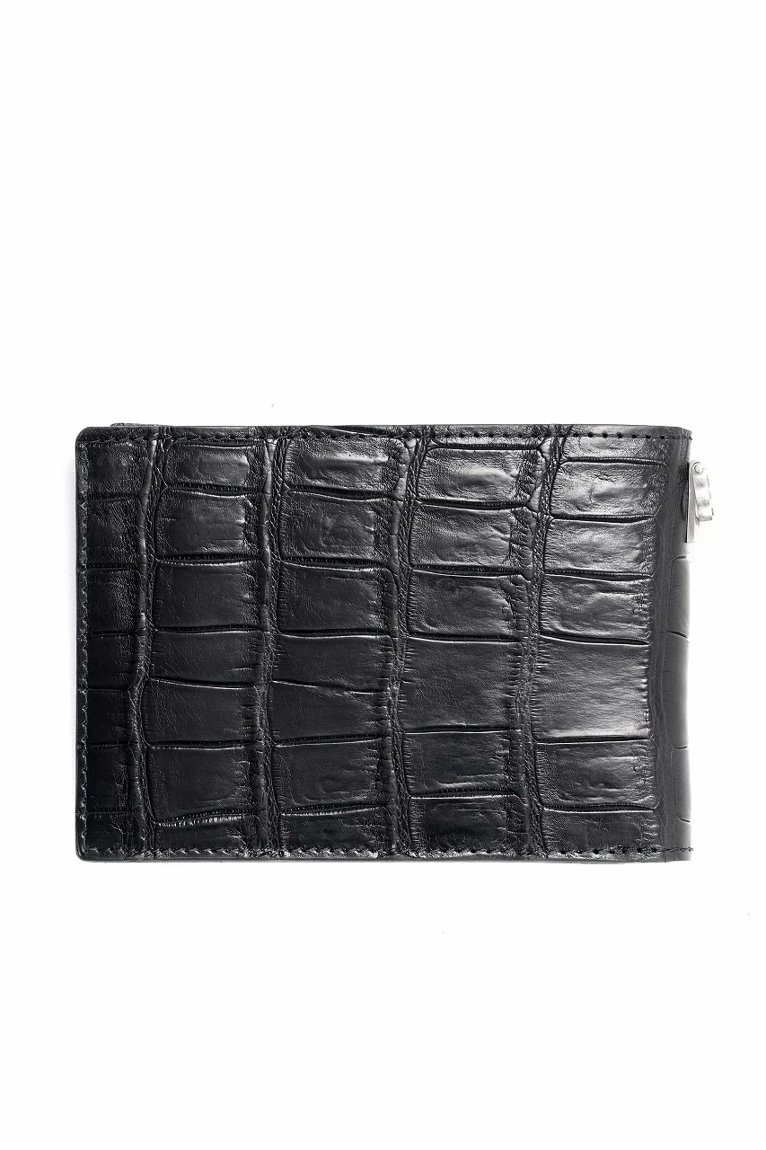 ISAMU KATAYAMA BACKLASH 2 FOLD WALLET / CROCODILE LEATHER (BLACK) - Image 3