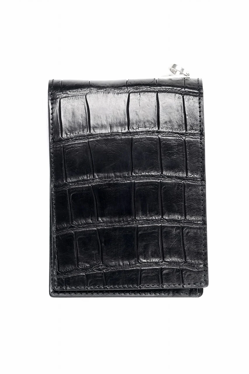 ISAMU KATAYAMA BACKLASH 2 FOLD WALLET / CROCODILE LEATHER (BLACK) - Image 4