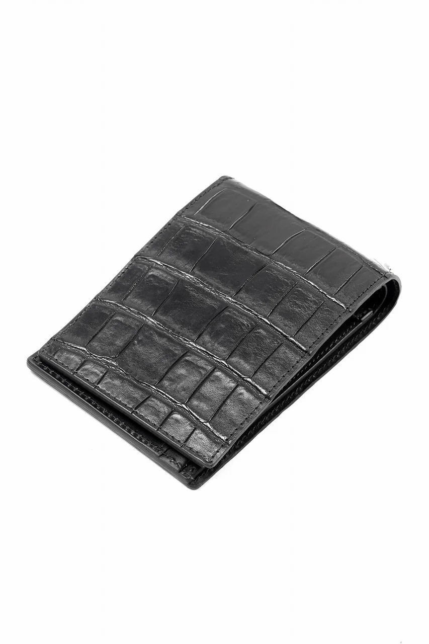 ISAMU KATAYAMA BACKLASH 2 FOLD WALLET / CROCODILE LEATHER (BLACK) - Image 7