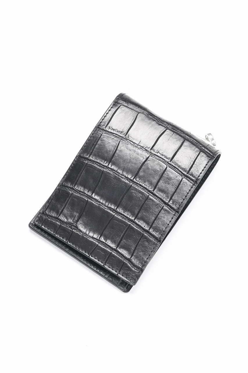 ISAMU KATAYAMA BACKLASH 2 FOLD WALLET / CROCODILE LEATHER (BLACK) - Image 9