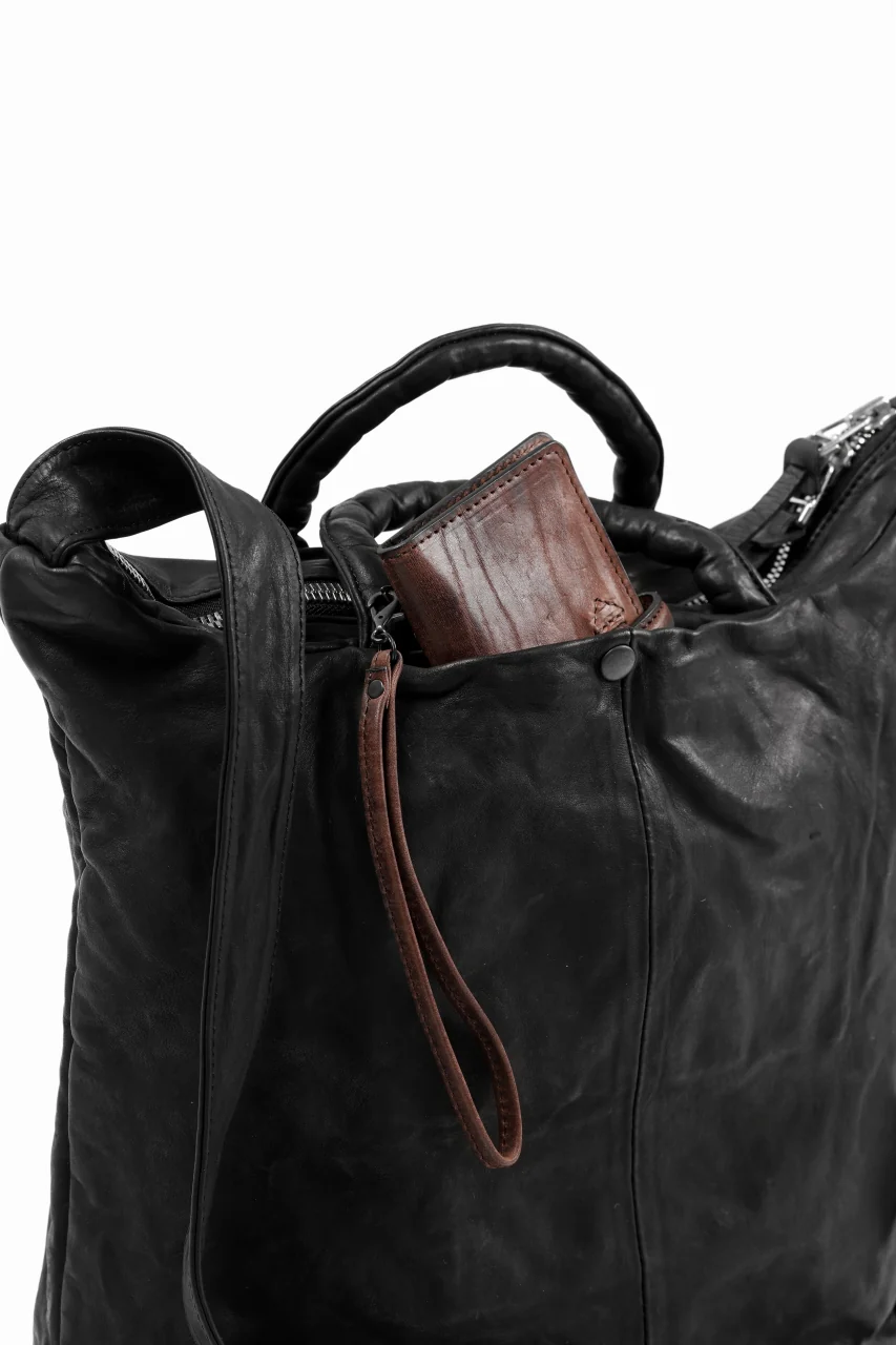 ISAMU KATAYAMA BACKLASH 2WAY BELTED BAG / Italy Shoulder 0.8 OBJECT DYED (BLACK) - Image 24