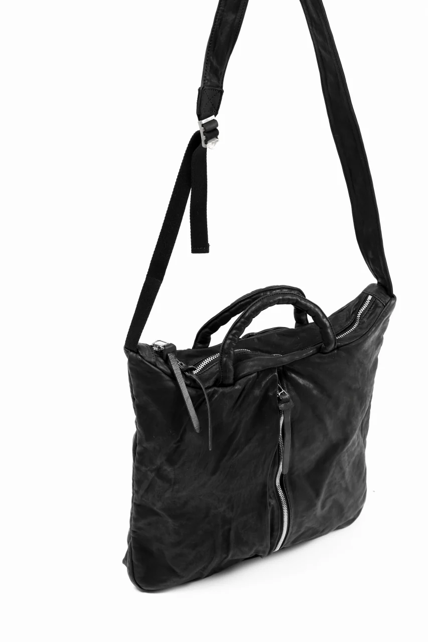 ISAMU KATAYAMA BACKLASH 2WAY BELTED BAG / Italy Shoulder 0.8 OBJECT DYED (BLACK) - Image 4