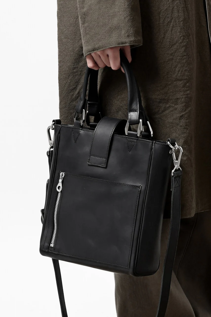 ISAMU KATAYAMA BACKLASH 2WAY SHOULDER-TOTE BAG / GUIDI OILED CALF (BLACK) - Image 36