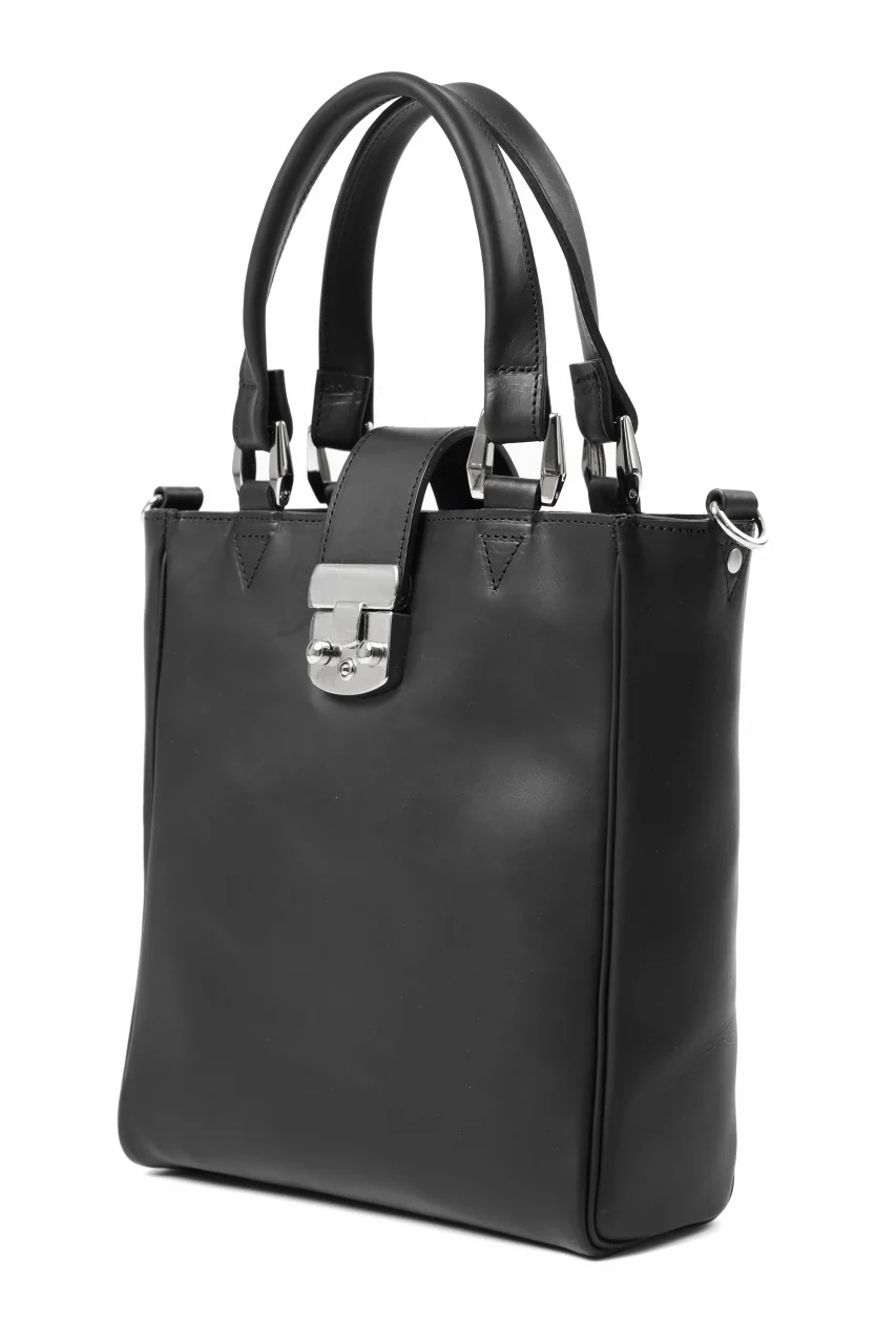 ISAMU KATAYAMA BACKLASH 2WAY SHOULDER-TOTE BAG / GUIDI OILED CALF (BLACK) - Image 7