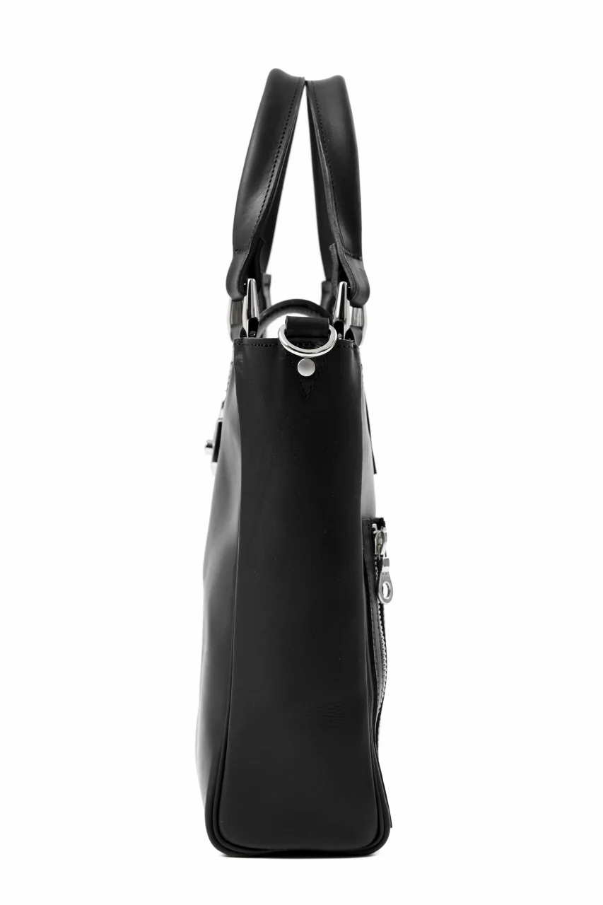 ISAMU KATAYAMA BACKLASH 2WAY SHOULDER-TOTE BAG / GUIDI OILED CALF (BLACK) - Image 8