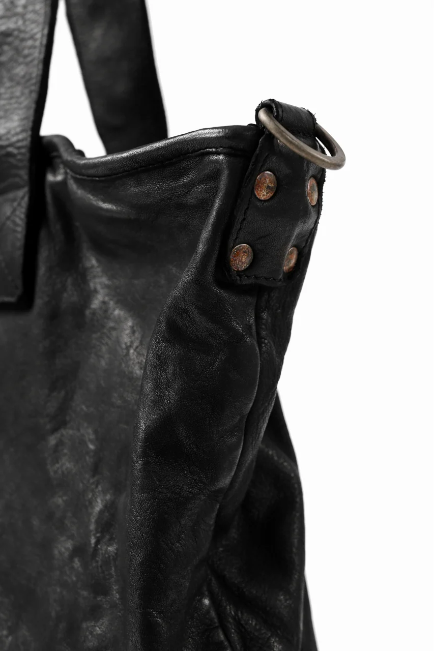ISAMU KATAYAMA BACKLASH 2WAY ZIP BAG / ITALY SHOULDER OBJECT DYED (BLACK) - Image 11