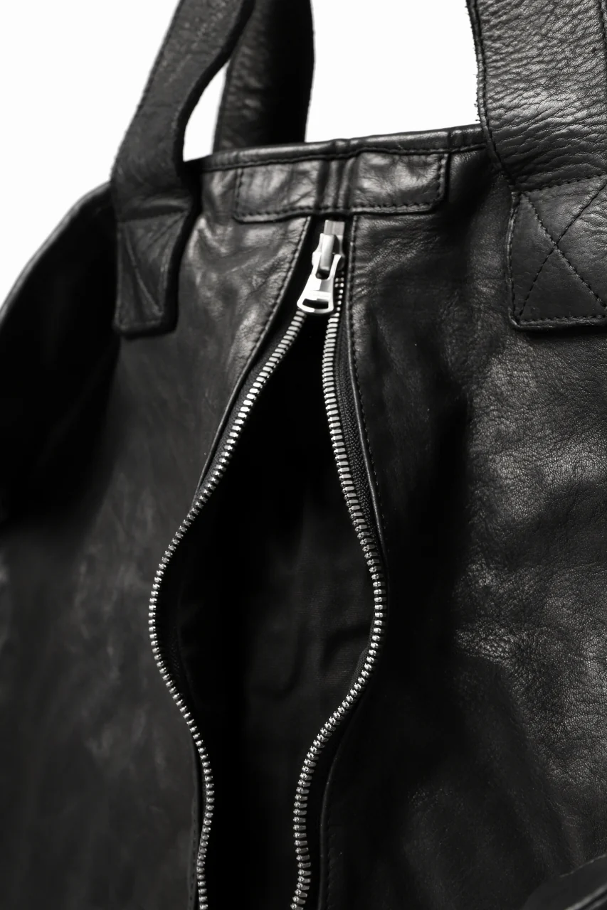 ISAMU KATAYAMA BACKLASH 2WAY ZIP BAG / ITALY SHOULDER OBJECT DYED (BLACK) - Image 21