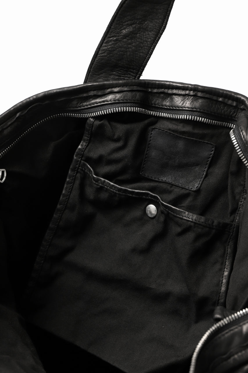 ISAMU KATAYAMA BACKLASH 2WAY ZIP BAG / ITALY SHOULDER OBJECT DYED (BLACK) - Image 23
