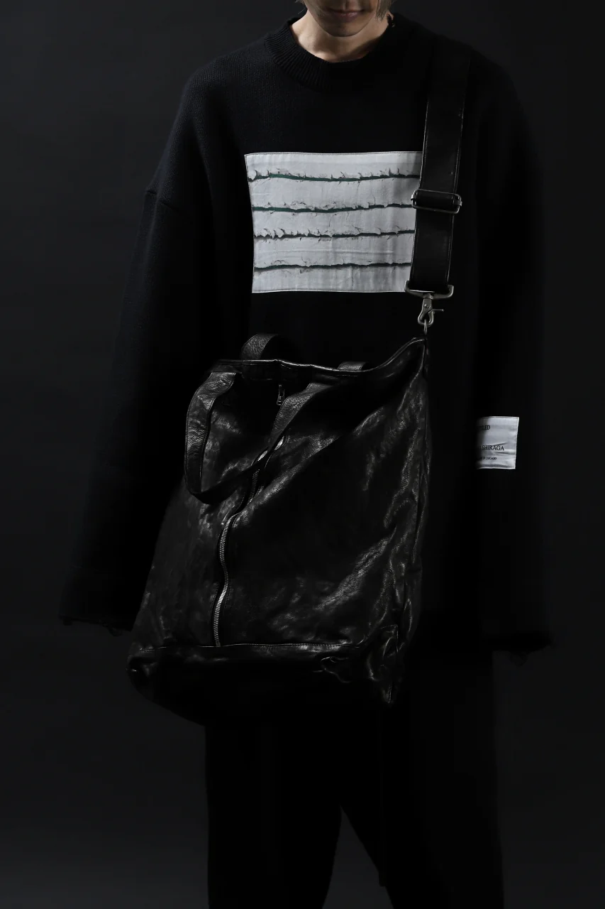 ISAMU KATAYAMA BACKLASH 2WAY ZIP BAG / ITALY SHOULDER OBJECT DYED (BLACK) - Image 25