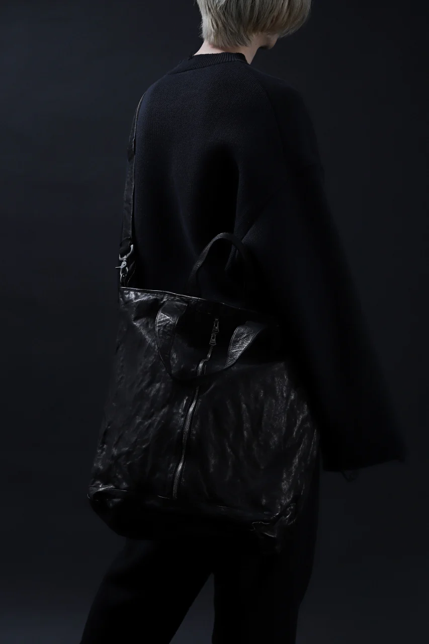 ISAMU KATAYAMA BACKLASH 2WAY ZIP BAG / ITALY SHOULDER OBJECT DYED (BLACK) - Image 28