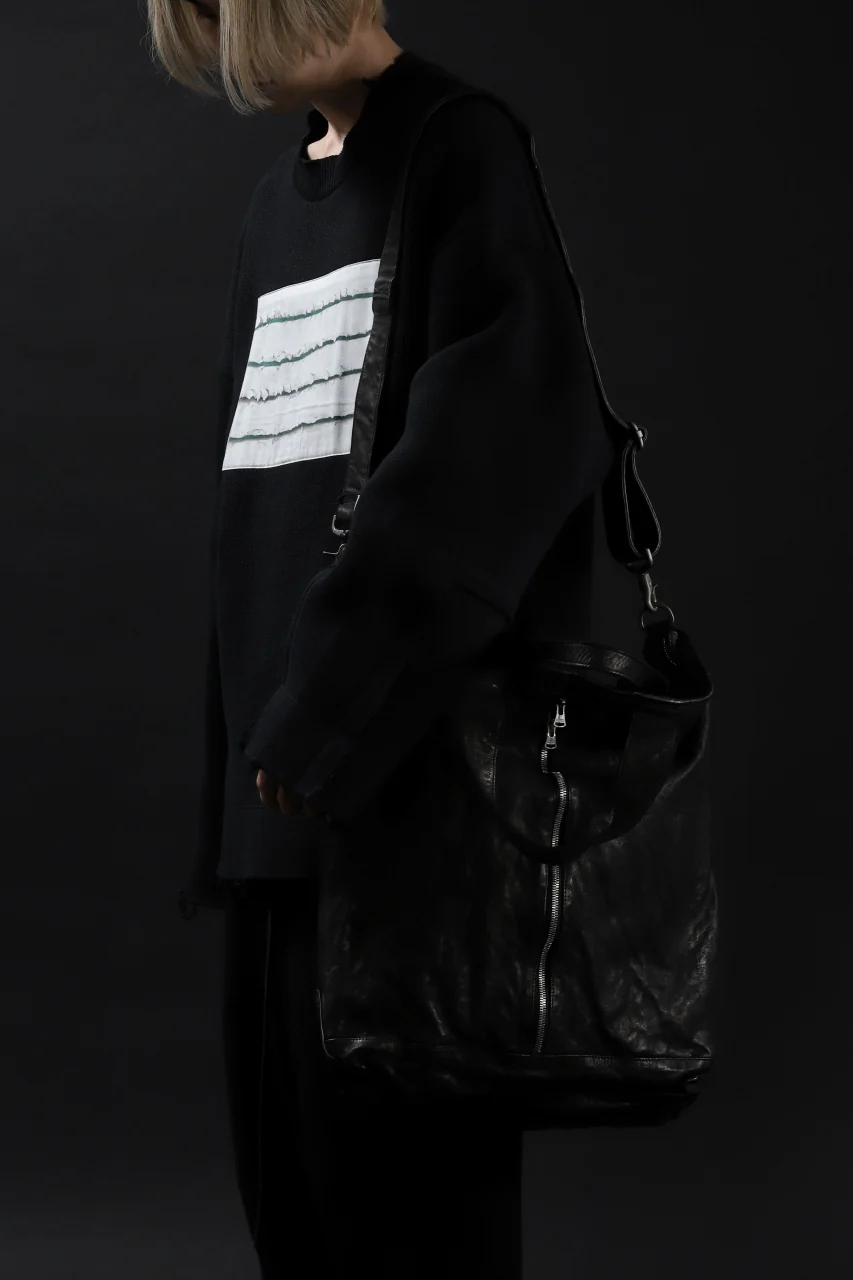 ISAMU KATAYAMA BACKLASH 2WAY ZIP BAG / ITALY SHOULDER OBJECT DYED (BLACK) - Image 30