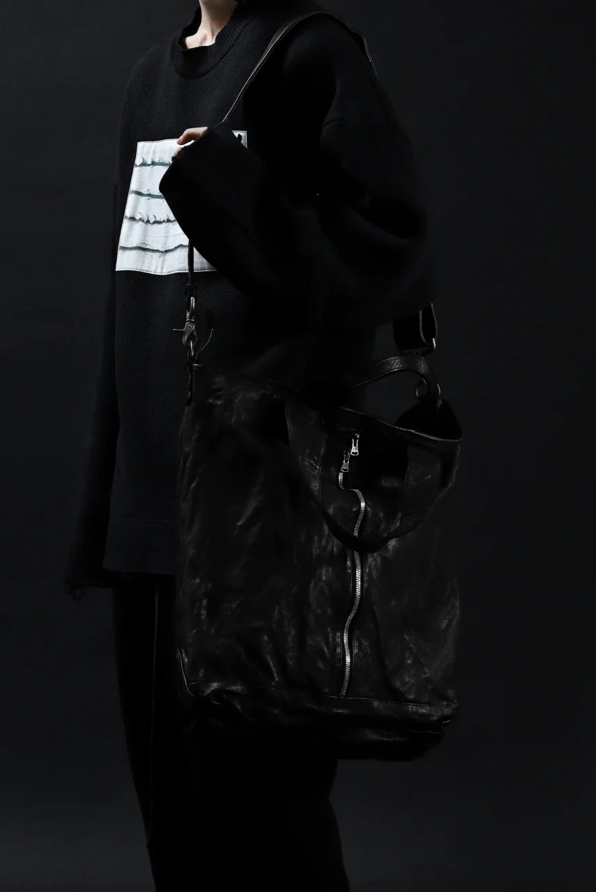 ISAMU KATAYAMA BACKLASH 2WAY ZIP BAG / ITALY SHOULDER OBJECT DYED (BLACK) - Image 34