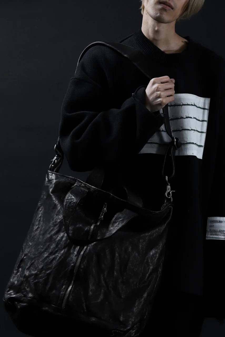 ISAMU KATAYAMA BACKLASH 2WAY ZIP BAG / ITALY SHOULDER OBJECT DYED (BLACK) - Image 37