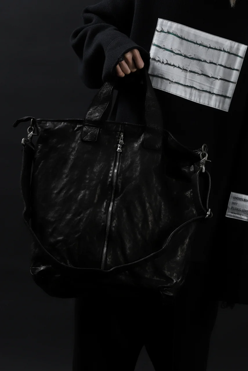 ISAMU KATAYAMA BACKLASH 2WAY ZIP BAG / ITALY SHOULDER OBJECT DYED (BLACK) - Image 38