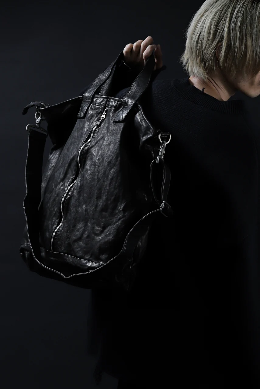 ISAMU KATAYAMA BACKLASH 2WAY ZIP BAG / ITALY SHOULDER OBJECT DYED (BLACK) - Image 40