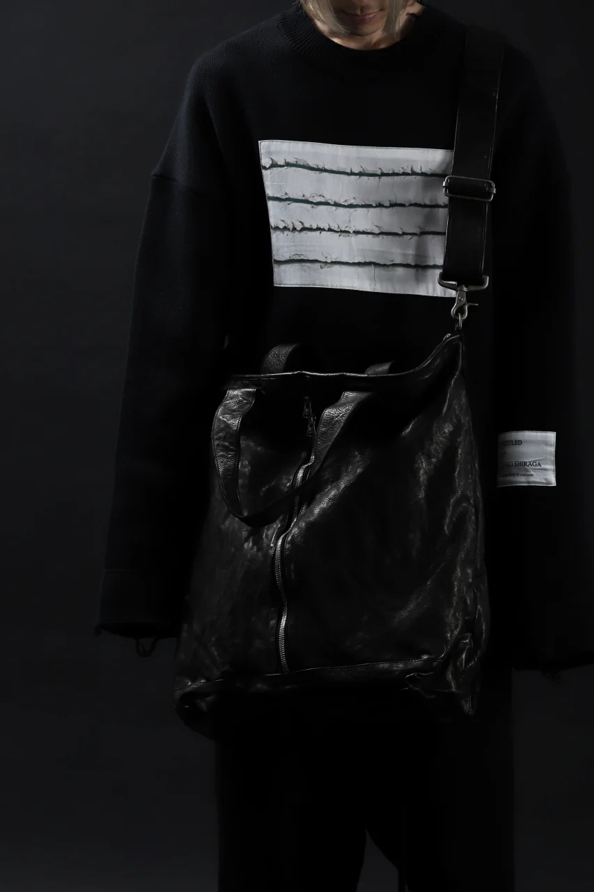 ISAMU KATAYAMA BACKLASH 2WAY ZIP BAG / ITALY SHOULDER OBJECT DYED (BLACK) - Image 5
