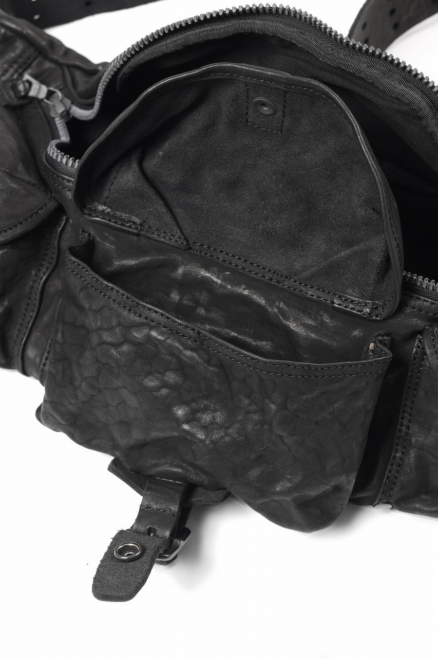 ISAMU KATAYAMA BACKLASH 3 PIN-BELT SHOULDER BAG / OBJECT DYED DOUBLE SHOULDER LEATHER (BLACK) - Image 12